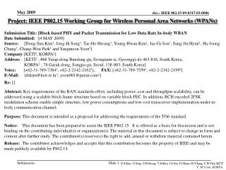 Project: IEEE P802.15 Working Group for Wireless Personal Area Networks (WPANs)