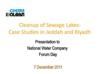 Cleanup of Sewage Lakes: Case Studies in Jeddah and Riyadh