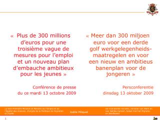 « Mesures 2010-2011 pour l’Emploi » « Maatregelen 2010-2011 voor de Werkgelegenheid »