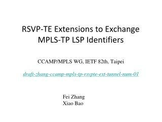 RSVP-TE Extensions to Exchange MPLS-TP LSP Identifiers