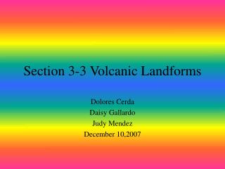 Section 3-3 Volcanic Landforms