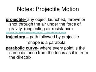 Notes: Projectile Motion