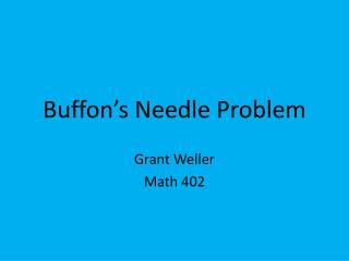 Buffon’s Needle Problem