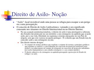 Direito de Asilo- Noção