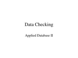 Data Checking