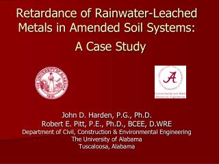 Retardance of Rainwater-Leached Metals in Amended Soil Systems: A Case Study