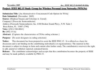 Project: IEEE 802.15 Study Group for Wireless Personal Area Networks (WPANs)