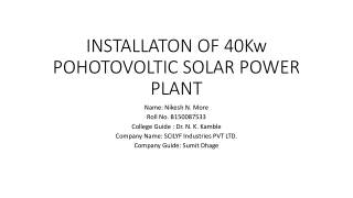 INSTALLATON OF 40Kw POHOTOVOLTIC SOLAR POWER PLANT