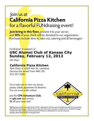 Fundraiser in support of USC Alumni Club of Kansas City Sunday, February 12, 2012 (All Day)