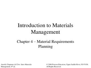 Introduction to Materials Management