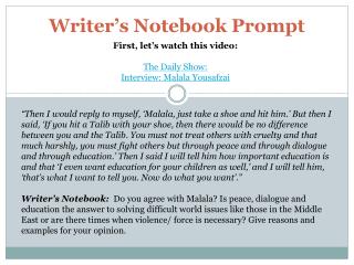 Writer’s Notebook Prompt