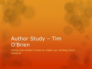 Author Study – Tim O’Brien