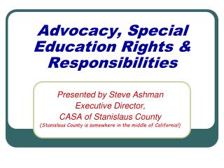 Advocacy, Special Education Rights &amp; Responsibilities