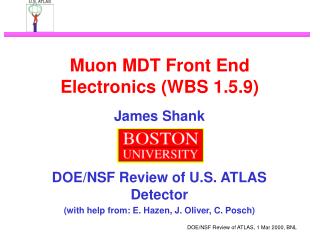 Muon MDT Front End Electronics (WBS 1.5.9)