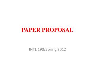 PAPER PROPOSAL