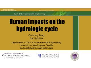 Human impacts on the hydrologic cycle
