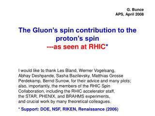 The Gluon’s spin contribution to the proton’s spin ---as seen at RHIC *