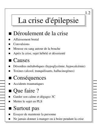 La crise d'épilepsie