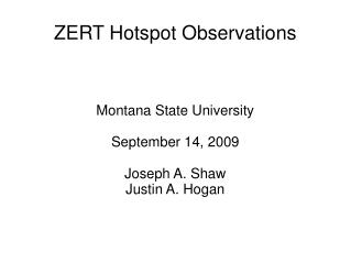 ZERT Hotspot Observations