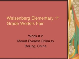 Weisenberg Elementary 1 st Grade World’s Fair