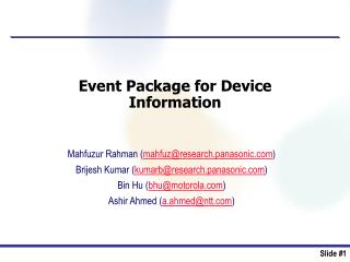 Event Package for Device Information