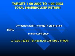 TARGET 1-09-2002 TO 1-09-2003 TOTAL SHAREHOLDER RETURN