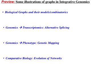 Preview: Some illustrations of graphs in Integrative Genomics