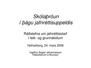 Skólaþróun í þágu jafnréttisuppeldis