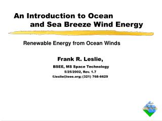 An Introduction to Ocean 		and Sea Breeze Wind Energy