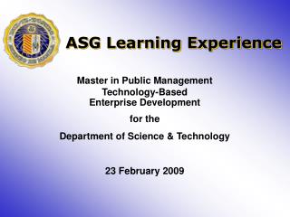 ASG Learning Experience