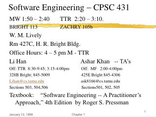 Software Engineering  CPSC 431