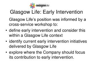 Glasgow Life: Early Intervention