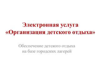 Электронная услуга «Организация детского отдыха»