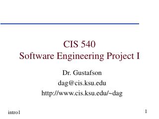 CIS 540 Software Engineering Project I