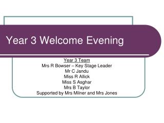 Year 3 Welcome Evening