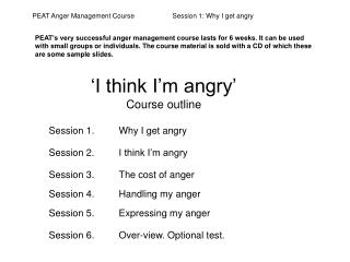 ‘I think I’m angry’ Course outline