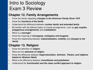 Intro to Sociology Exam 3 Review
