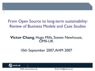 From Open Source to long-term sustainability: Review of Business Models and Case Studies