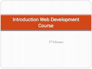 Introduction Web Development Course