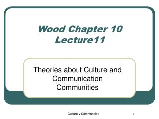 Wood Chapter 10 Lecture 1 1