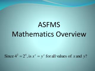 ASFMS Mathematics Overview