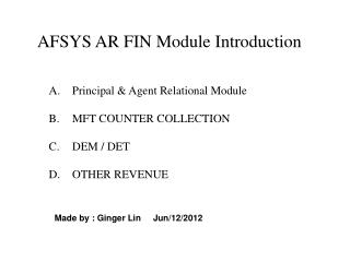 AFSYS AR FIN Module Introduction