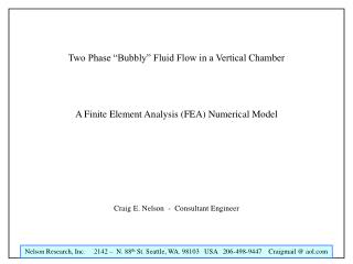 Two Phase “Bubbly” Fluid Flow in a Vertical Chamber