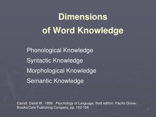 Dimensions of Word Knowledge