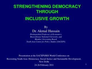 STRENGTHENING DEMOCRACY THROUGH INCLUSIVE GROWTH