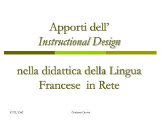 Apporti dell’ Instructional Design nella didattica della Lingua Francese in Rete