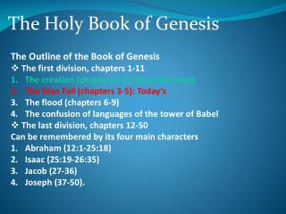 The Holy Book of Genesis