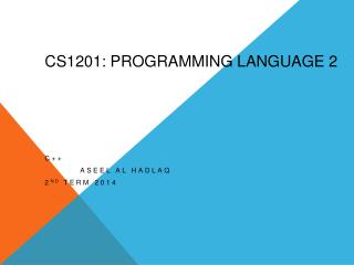 CS1201: Programming Language 2
