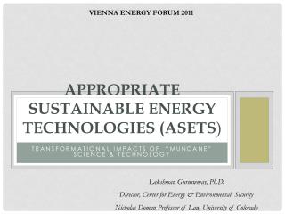 APPROPRIATE SUSTAINABLE ENERGY TECHNOLOGIES (ASETS )