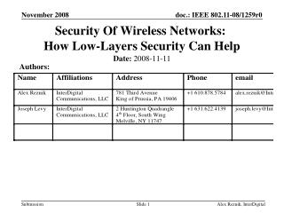 Security Of Wireless Networks:  How Low-Layers Security Can Help